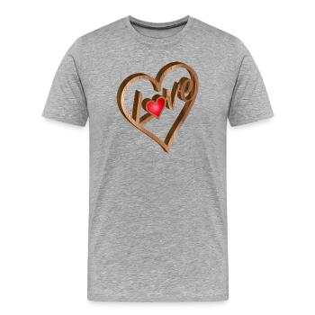 Soulagement du cœur en bois look pour la Saint-Valentin - T-shirt bio Premium Homme - gris chiné - Devant - Damien (186cm)
