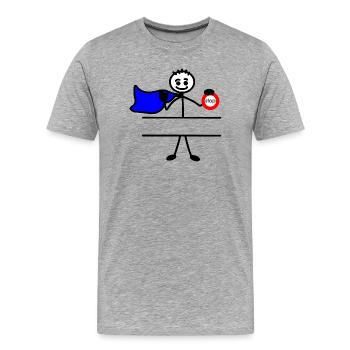 Hero with cape and sign stop - Men's Premium Organic T-Shirt - heather grey - Front - Damien (186cm)