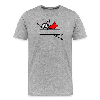 Fliegende Heldin und Strahl zwischen ihnen - Männer Premium Bio T-Shirt - Grau meliert - Vorne - Damien (186cm)