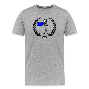 Held im Lorbeerkranz mit verschränkten Armen - Männer Premium Bio T-Shirt - Grau meliert - Vorne - Damien (186cm)