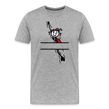 Heldin mit Strahl dazwischen - Männer Premium Bio T-Shirt - Grau meliert - Vorne - Damien (186cm)