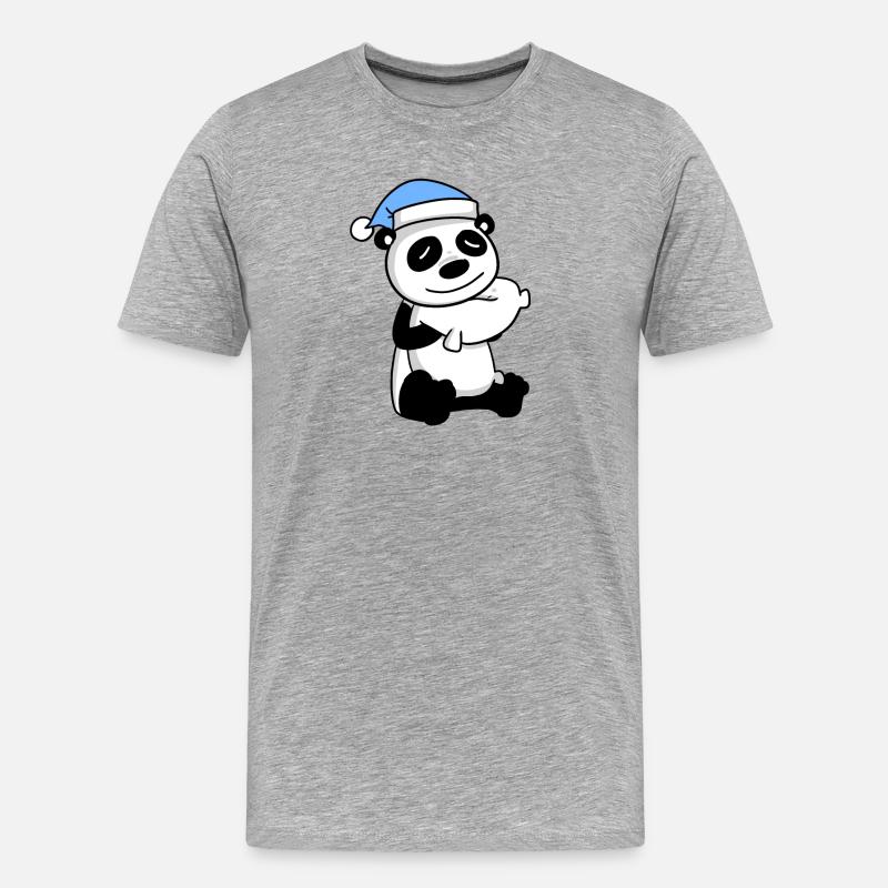 Panda - Männer Premium Bio T-Shirt - Grau meliert