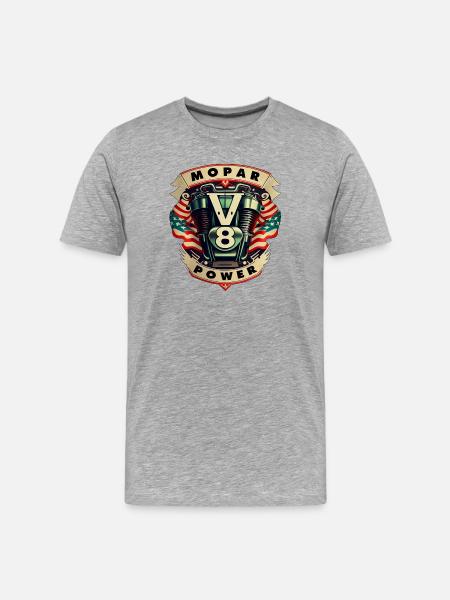 Mopar Power V8 Muscle Car USA Engine Logo - Men's Premium Organic T-Shirt - heather grey