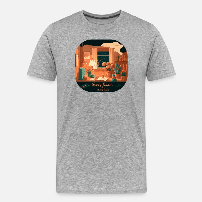 Keep Calm - Männer Premium Bio T-Shirt - Grau meliert
