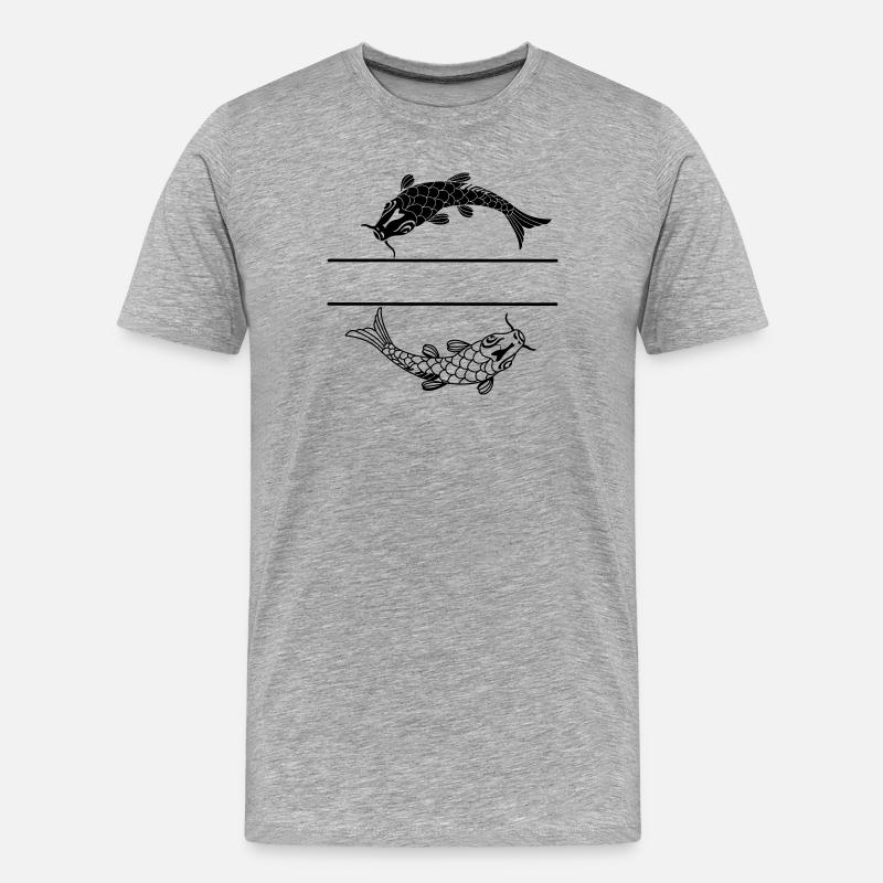 Fisch schwarz-weiß mit leerer Textleiste - Männer Premium Bio T-Shirt - Grau meliert