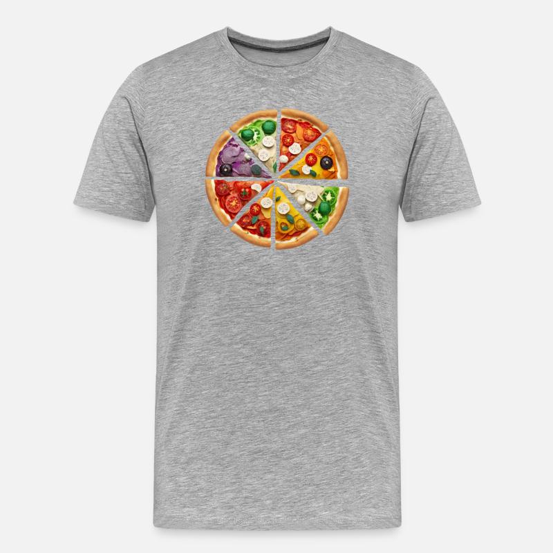 Regenbogenpizza Segmente - Männer Premium Bio T-Shirt - Grau meliert