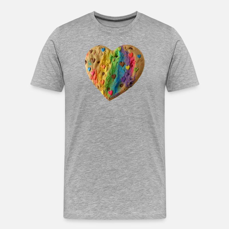 Herz Cookie - Männer Premium Bio T-Shirt - Grau meliert