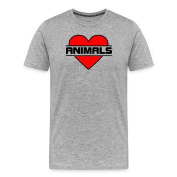 Coeur amour ANIMAUX - T-shirt bio Premium Homme - gris chiné - Devant - Damien (186cm)