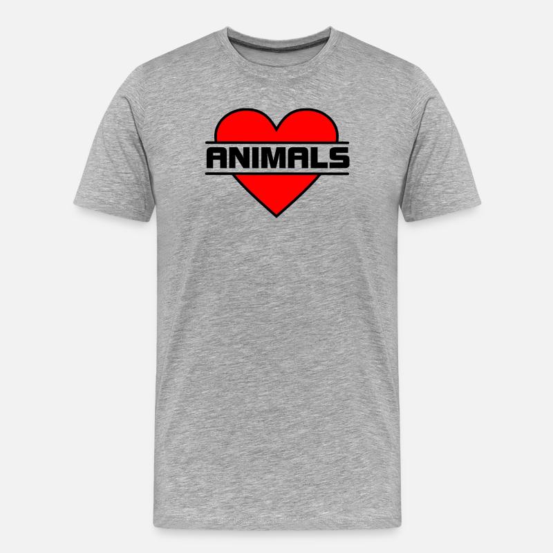 Herz Liebe TIERE - Männer Premium Bio T-Shirt - Grau meliert