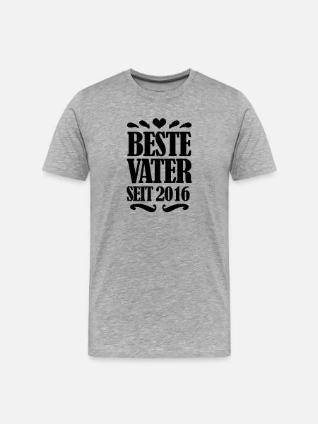 Bester Vater seit 2016 - Männer Premium Bio T-Shirt - Grau meliert