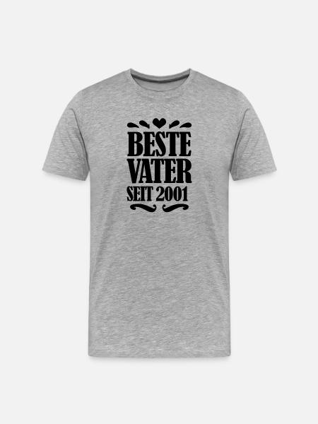 Bester Vater seit 2001 - Männer Premium Bio T-Shirt - Grau meliert