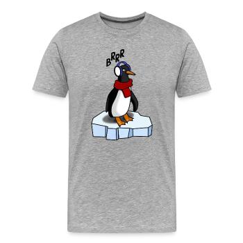 The cute penguin is cold - Men's Premium Organic T-Shirt - heather grey - Front - Damien (186cm)