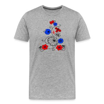Fleur vigne avec papillon - T-shirt bio Premium Homme - gris chiné - Devant - Damien (186cm)