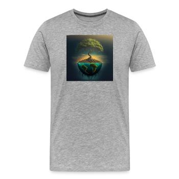 World Tree: Tree over half a sphere - Men's Premium Organic T-Shirt - heather grey - Front - Damien (186cm)