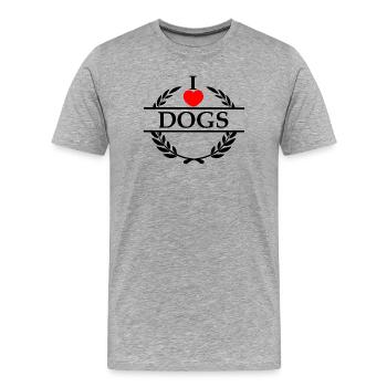 Ich liebe Hunde - Männer Premium Bio T-Shirt - Grau meliert - Vorne - Damien (186cm)