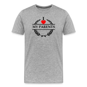 J’aime mes parents - T-shirt bio Premium Homme - gris chiné - Devant - Damien (186cm)