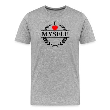 Je m’aime moi-même - T-shirt bio Premium Homme - gris chiné - Devant - Damien (186cm)
