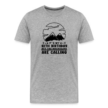Mountain Wanderer 23rd Birthday 23 Years Old Gift - Men's Premium Organic T-Shirt - heather grey - Front - Damien (186cm)