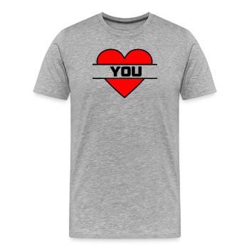 Cœur je t’aime - T-shirt bio Premium Homme - gris chiné - Devant - Damien (186cm)