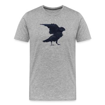 kolkrabe flattern, goth, geburtstagsgeschenk Mann - Männer Premium Bio T-Shirt - Grau meliert - Vorne - Damien (186cm)