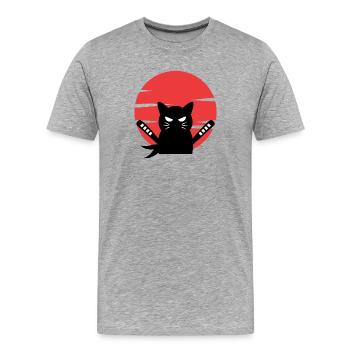 Manga Cat Anime Japon Culture Pop Geek Kanji - T-shirt bio Premium Homme - gris chiné - Devant - Damien (186cm)