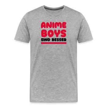 Anime Comic Statement Manga Popkultur Asiatisch - Männer Premium Bio T-Shirt - Grau meliert - Vorne - Damien (186cm)