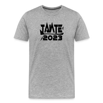 Tante 2023 - Tante werden - Tante Geschenk - Männer Premium Bio T-Shirt - Grau meliert - Vorne - Damien (186cm)