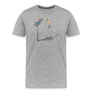 Toi et moi liés par le tendre lien de l’amour - T-shirt bio Premium Homme - gris chiné - Devant - Damien (186cm)