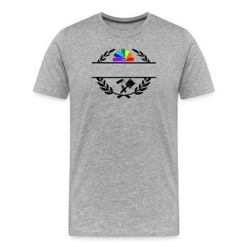 Farbfächerdeck in Lorbeerkranz mit Pinselroller - Männer Premium Bio T-Shirt - Grau meliert - Vorne - Damien (186cm)