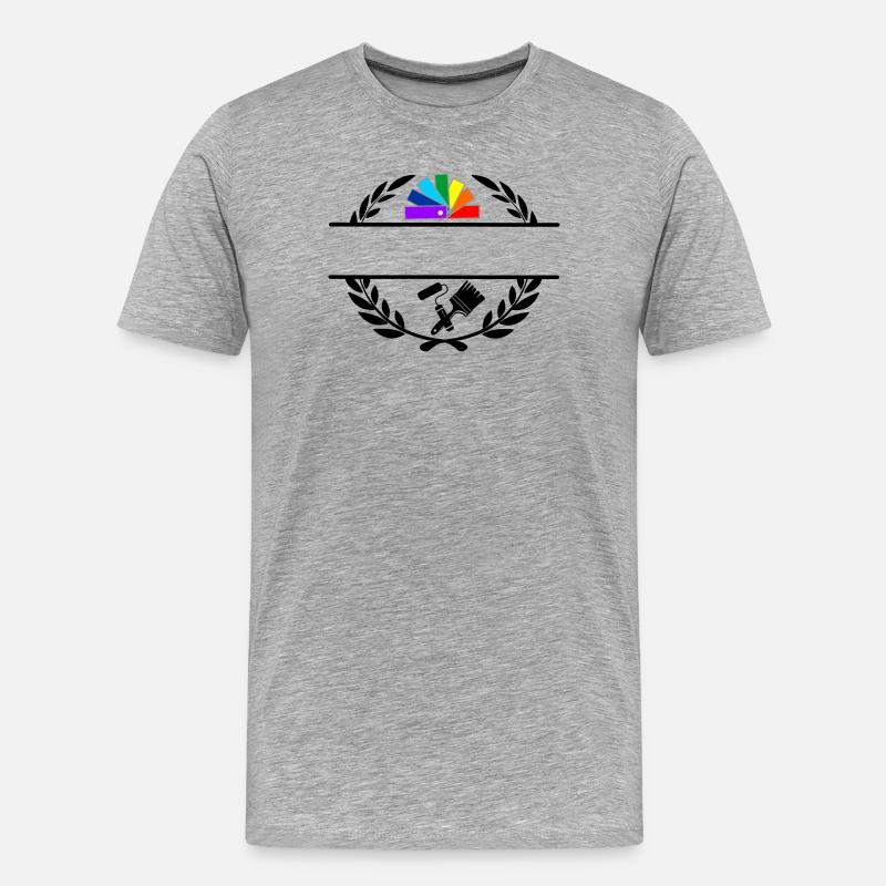 Farbfächerdeck in Lorbeerkranz mit Pinselroller - Männer Premium Bio T-Shirt - Grau meliert