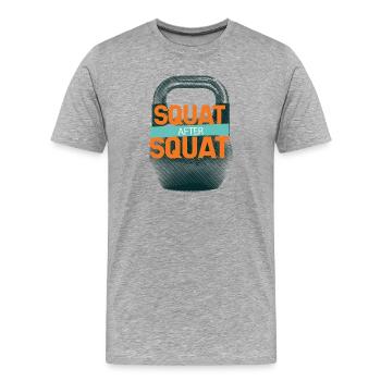 Entraînement de squat Kettlebell - T-shirt bio Premium Homme - gris chiné - Devant - Damien (186cm)