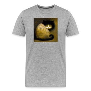 Chat Doré Arabesques - Stoik le chat - T-shirt bio Premium Homme - gris chiné - Devant - Damien (186cm)