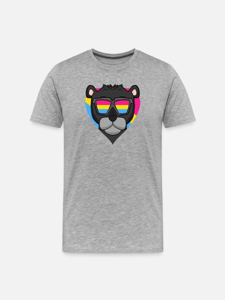 Pansexual Black Panter Heart Gift - Men's Premium Organic T-Shirt - heather grey