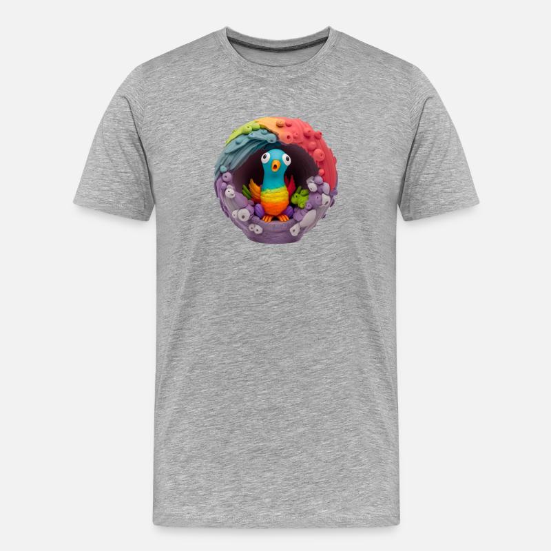 Cute weird parrot - Männer Premium Bio T-Shirt - Grau meliert