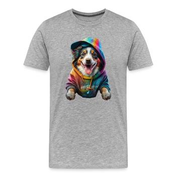 Stylish Pup - Männer Premium Bio T-Shirt - Grau meliert - Vorne - Damien (186cm)