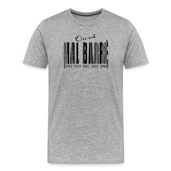 mal barré code barre - T-shirt bio Premium Homme - gris chiné - Devant - Damien (186cm)
