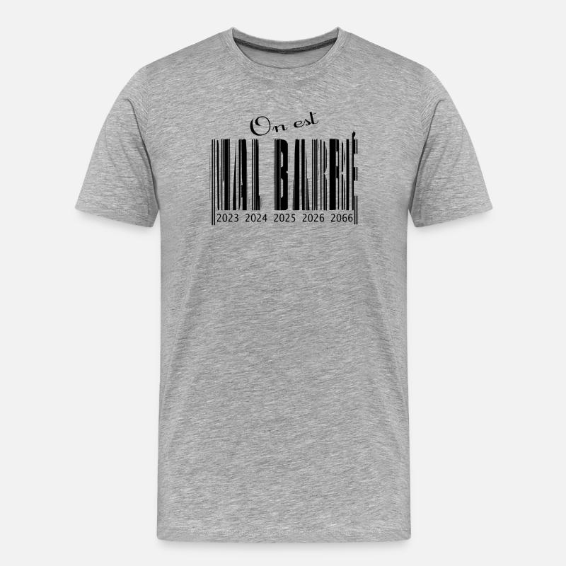 Schlecht durchgestrichener Barcode - Männer Premium Bio T-Shirt - Grau meliert