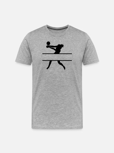 Schattenbild eines Volleyballspielers mit Spieler - Männer Premium Bio T-Shirt - Grau meliert