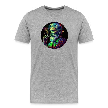 Cooler Dad | Alter Mann | rauchen - vape - Zigarre - Männer Premium Bio T-Shirt - Grau meliert - Vorne - Damien (186cm)