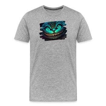 Grinsekatze Horror Pussycat - Männer Premium Bio T-Shirt - Grau meliert - Vorne - Damien (186cm)