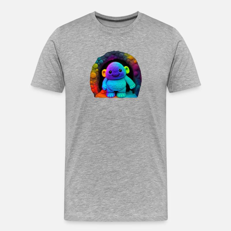 Neon Regenbogenaffe im Tunnel - Männer Premium Bio T-Shirt - Grau meliert