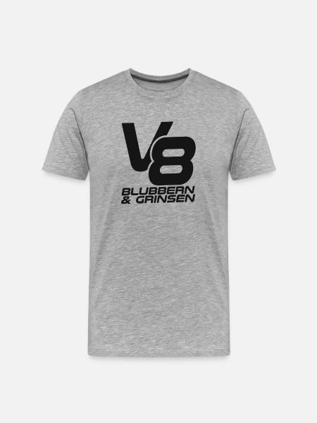 V8 - Blubbern & Grinsen - Männer Premium Bio T-Shirt - Grau meliert