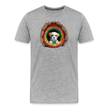 Rainbow Pups Tunnel - Männer Premium Bio T-Shirt - Grau meliert - Vorne - Damien (186cm)