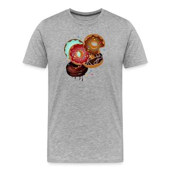 wildly thrown together colorful pile of donuts - Men's Premium Organic T-Shirt - heather grey - Front - Damien (186cm)