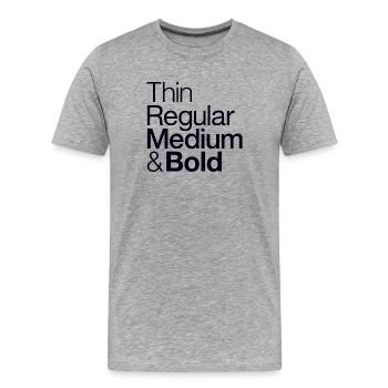 Typographe - Typographie - Design - T-shirt bio Premium Homme - gris chiné - Devant - Damien (186cm)