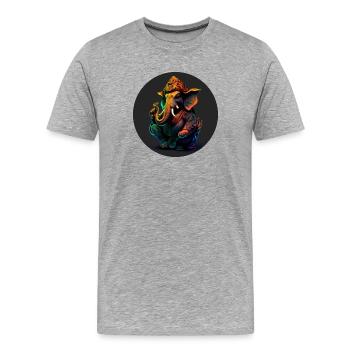 Ganesha Neon | Indischer Gott - Männer Premium Bio T-Shirt - Grau meliert - Vorne - Damien (186cm)