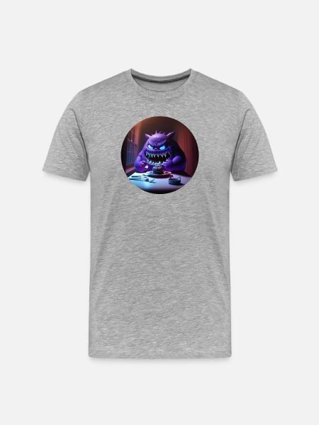 Süsses Monster Comic - Männer Premium Bio T-Shirt - Grau meliert