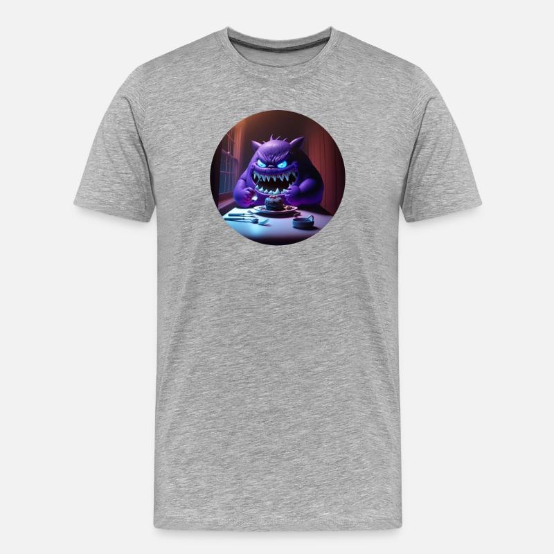 Süsses Monster Comic - Männer Premium Bio T-Shirt - Grau meliert