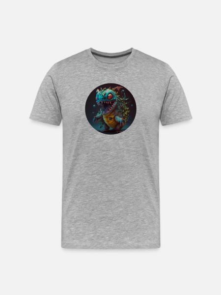 Süsses Monster Comic - Männer Premium Bio T-Shirt - Grau meliert