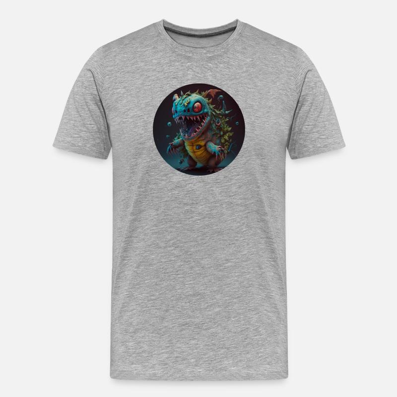Süsses Monster Comic - Männer Premium Bio T-Shirt - Grau meliert